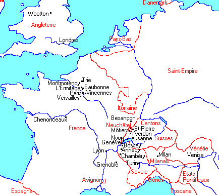 Perroud, map Rousseau lieux